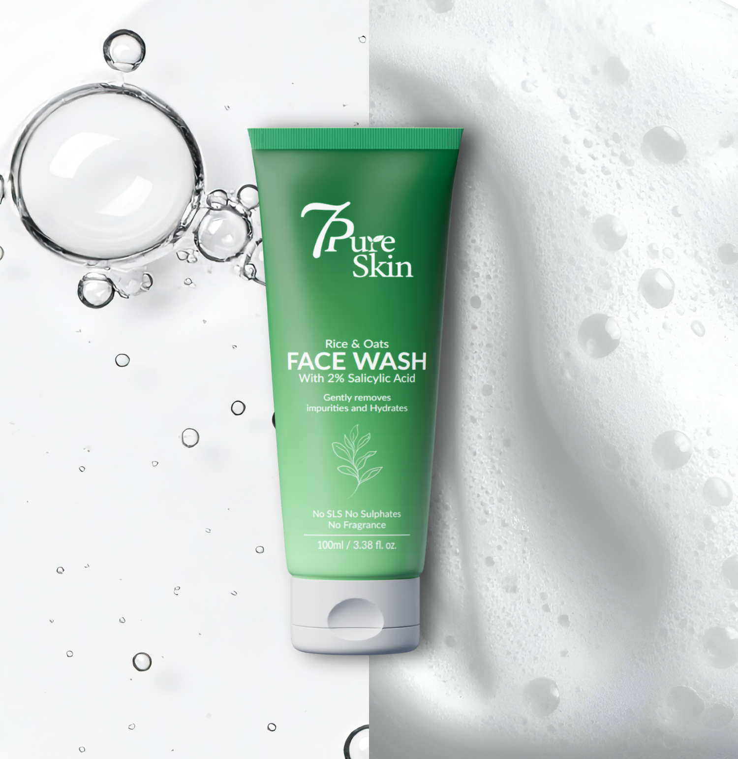 Skin | 2% Salicylic Acid Face Wash with Rice & Oats | Anti-Acne, Gentle Exfoliation & Oil Control – 100ml