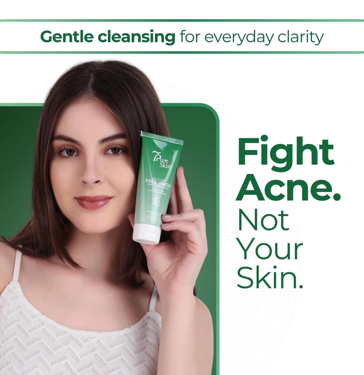 Skin | 2% Salicylic Acid Face Wash with Rice & Oats | Anti-Acne, Gentle Exfoliation & Oil Control – 100ml